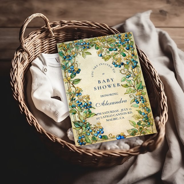 Invitación Blueberry Garden Vintage Baby Shower (Subido por el creador)
