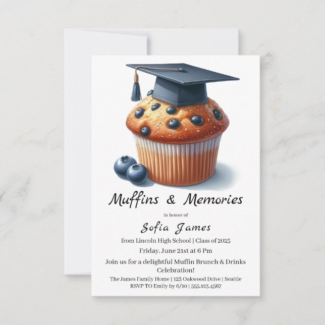 Invitación Blueberry Graduation Cupcake Brunch Celebration (Anverso)