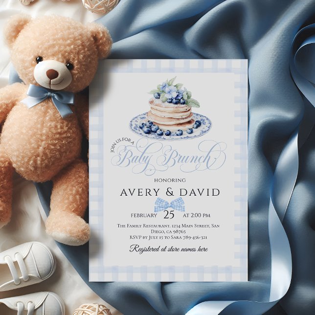 Invitación Blueberry Pancake Baby Brunch Baby Shower Boy (Subido por el creador)