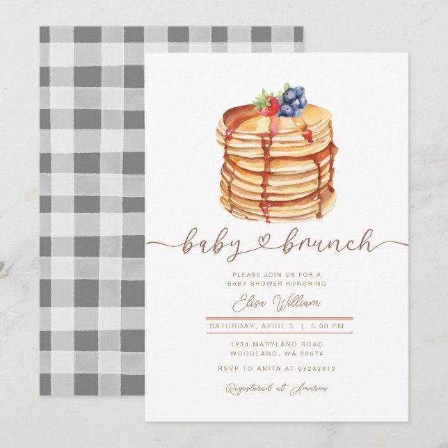 Invitación Blueberry Strawberry Baby Brunch Baby Shower (Anverso / Reverso)