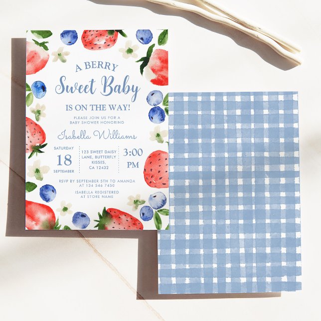 Invitación Blueberry Strawberry Berry Sweet Baby Shower (Subido por el creador)