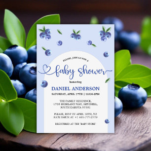 Invitación Blueberry Sweet Watercolor Boy Baby Shower