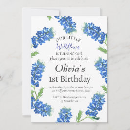 Invitación Bluebonnets 1er cumpleaños Floral azul