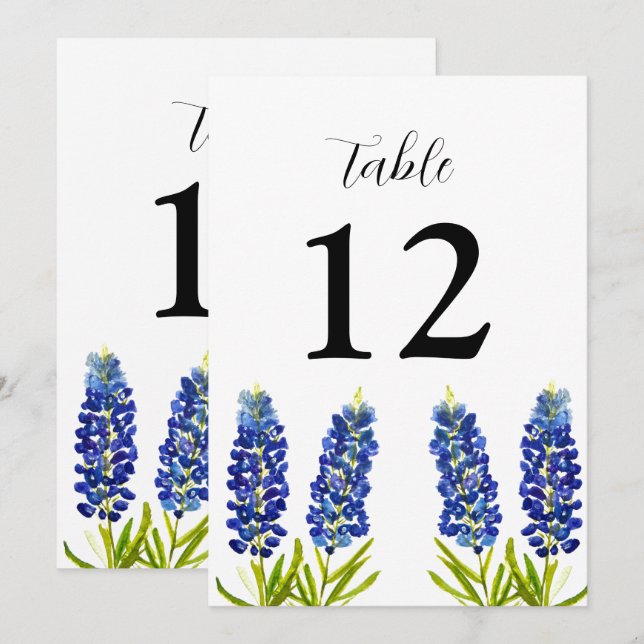 Invitación Bluebonnets Boda Azul Floral Floral de Texas (Anverso / Reverso)