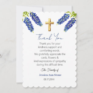 Invitación Bluebonnets de simpatía Cruz de funeral Gracias