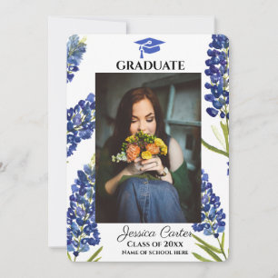 Invitación Bluebonnets Floral Texas Graduation Announcement 