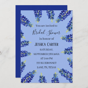 Invitación Bluebonnets Floral Watercolor Boho Bridal Shower