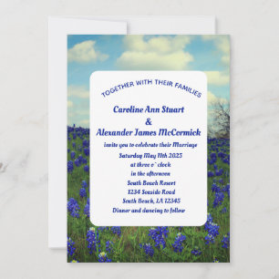 Invitación Bluebonnets Texas Blue Floral Elegant Wedding