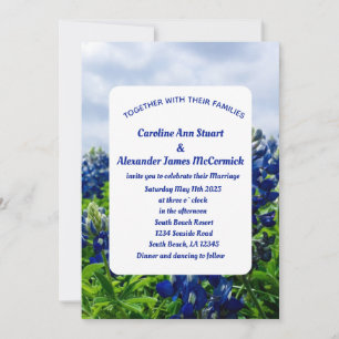 Invitación Bluebonnets Texas Blue Floral Elegant Wedding Inv