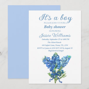 Invitación Bluebonnets Texas Floral Azul Bow Bow