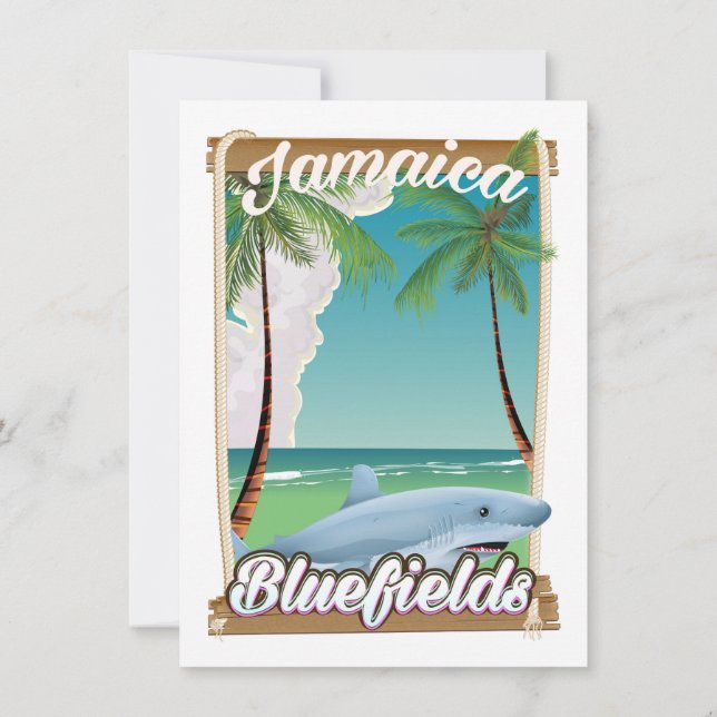 Invitación Bluefields, poster de vacaciones en la playa de Ja (Reverso)