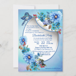Invitación Blues de cornflower en bachelorette acuarela