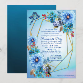 Invitación Blues de cornflower en bachelorette acuarela