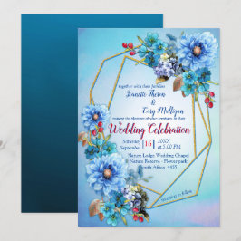 Invitación Blues de cornflower en Boda de acuarela