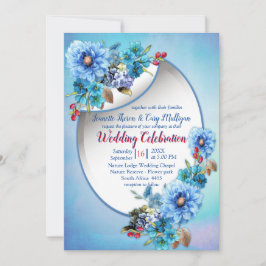 Invitación Blues de cornflower en Boda de acuarela