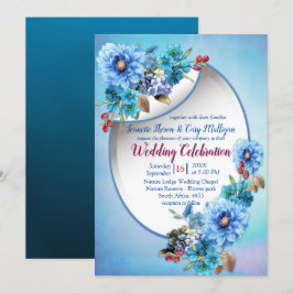 Invitación Blues de cornflower en Boda de acuarela
