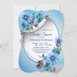 Invitación Blues de flor de maíz en ducha nupcial acuarela