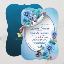 Invitación Blues de flor de maíz en ducha nupcial acuarela