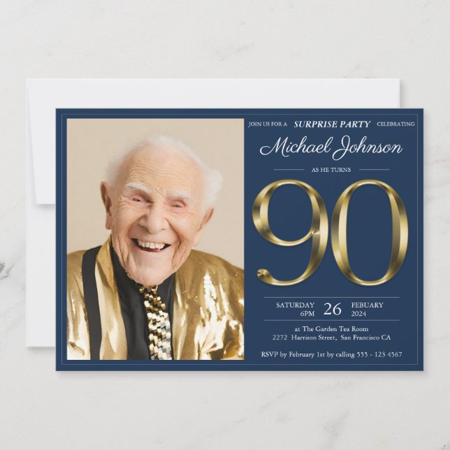 Invitación BlueSurprise 90º cumpleaños (Anverso)