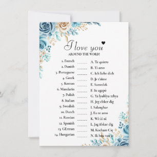 Invitación BlueTe amo alrededor del mundo juego de novias Tar