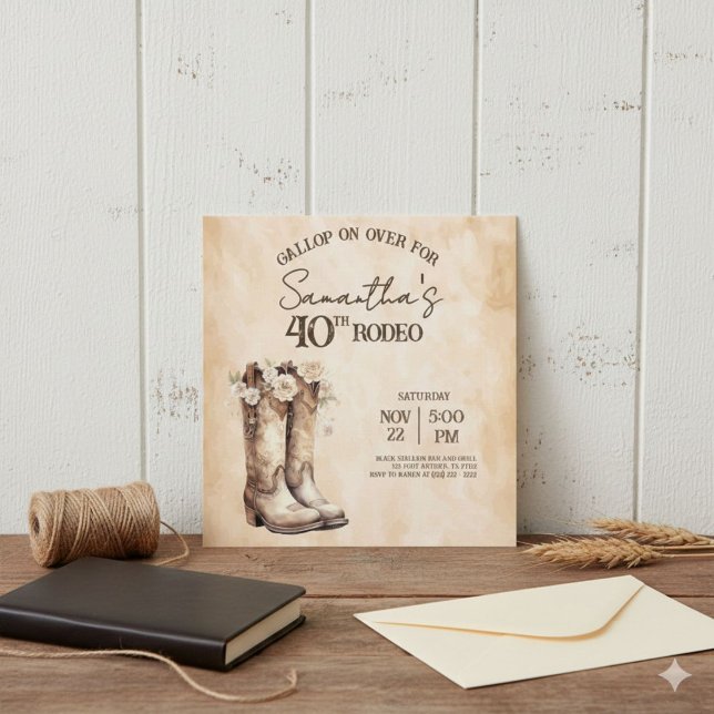 Invitación Blush and Boots 40th Rodeo Birthday Party (Subido por el creador)