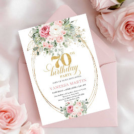 Invitación Blush and Gold Printable 70th Birthday Invitation