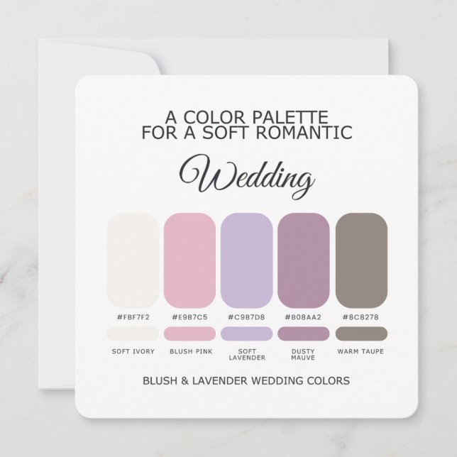 Invitación Blush and Lavender Wedding Color Palette Card (Anverso)