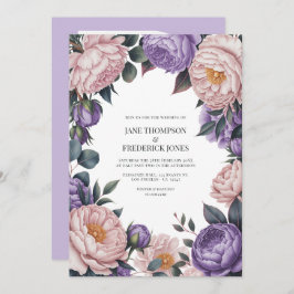 Invitación Blush and Mauve Watercolor Floral Wedding QR Code