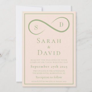 Invitación Blush and Sage Infinity Wedding Minimalist Modern