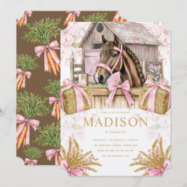 Invitación Blush Barn Horse Birthday Invitation for Girls