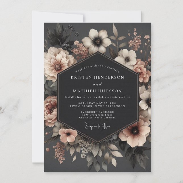 Invitación Blush Baroque Bloom Wedding (Anverso)