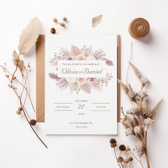 Invitación Blush Boho Floral Wedding Invitation (Subido por el creador)