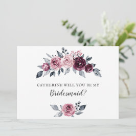 Invitación Blush Burgundy Will You Be My Bridesmaid