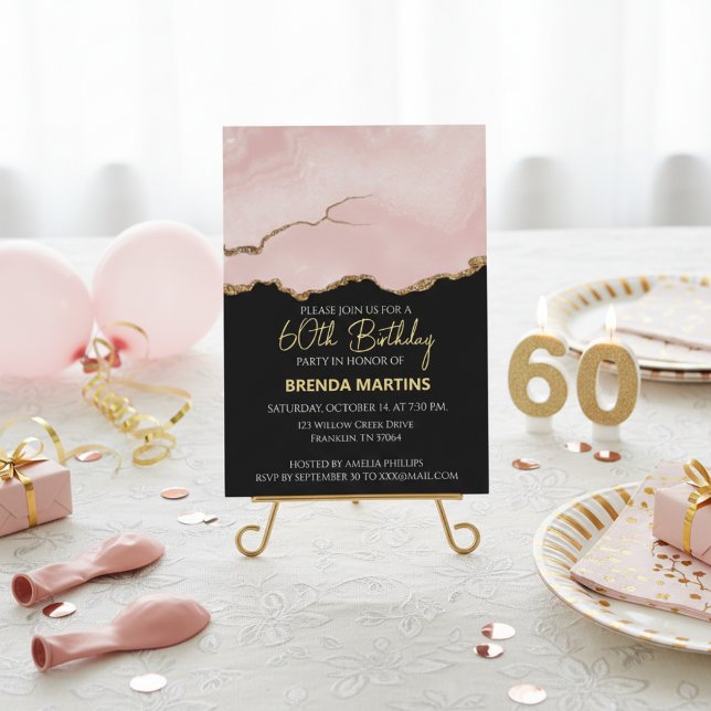 Invitación Blush Champagne Gold Glitter  Watercolor (Subido por el creador)