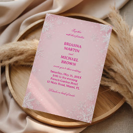 Invitación Blush Copo de Nieve Paisaje Invernal Elegancia