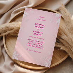 Invitación Blush Copo de Nieve Paisaje Invernal Elegancia