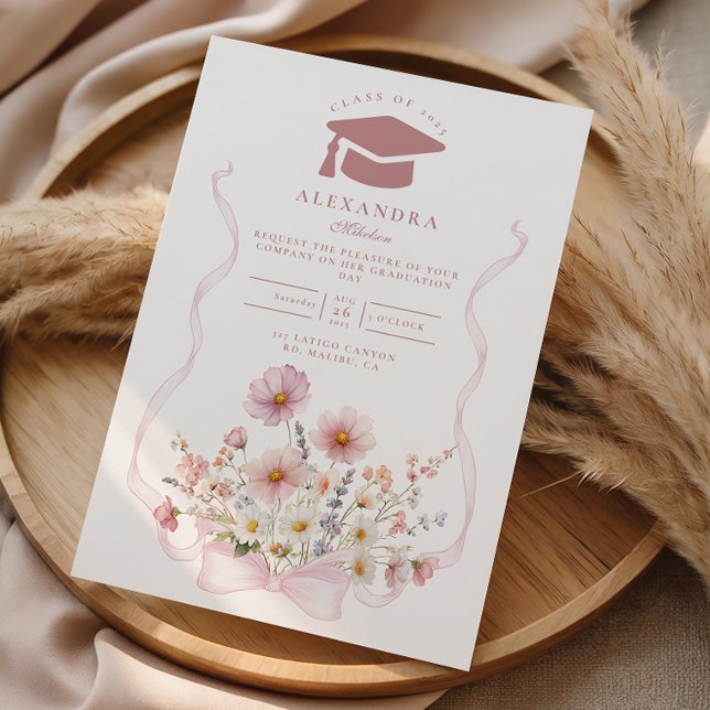 Invitación Blush Coquette Floral de Graduación (Subido por el creador)