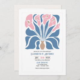 Invitación Blush & Denim Clay Abstract Floral Boho Wedding