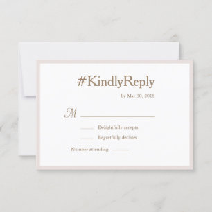 Invitación Blush Dorado Blanco RSVP de Boda con Etiqueta para