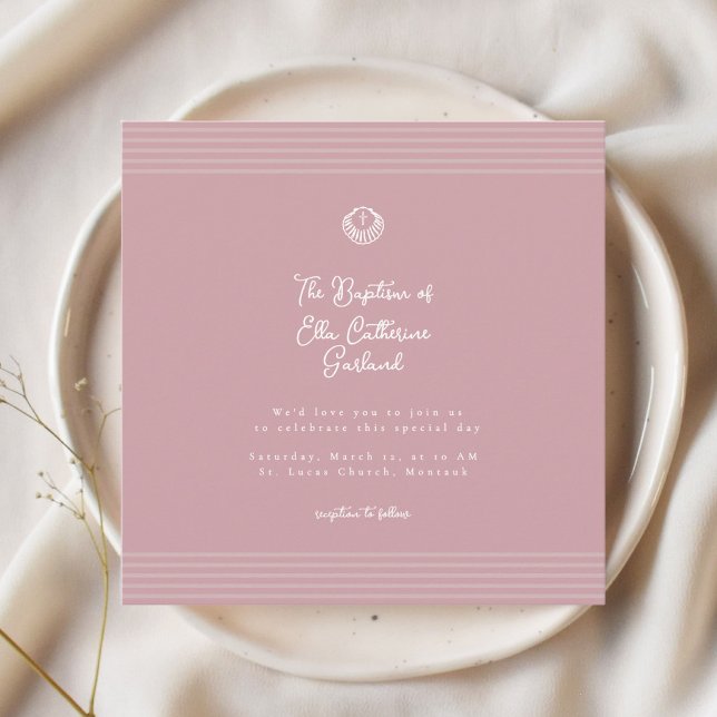 Invitación Blush dusty pink modern baptism Invitation (Subido por el creador)