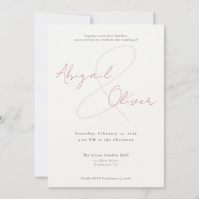 Invitación Blush Elegant & Minimal | Modern & Simple Wedding (Anverso)