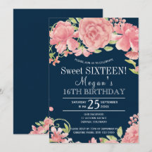 Blush floral chic peonías en azul marino sweet six