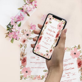 Invitación Blush Floral Garden Border Wedding Invitation