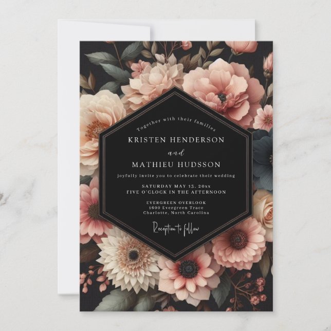 Invitación Blush Floral Romance Wedding (Anverso)