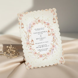 Invitación Blush Floral Wedding Invitation with Lanterns
