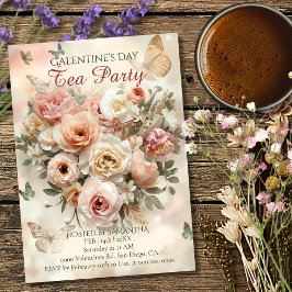Invitación Blush Garden Roses Galentine Tea Party Florals