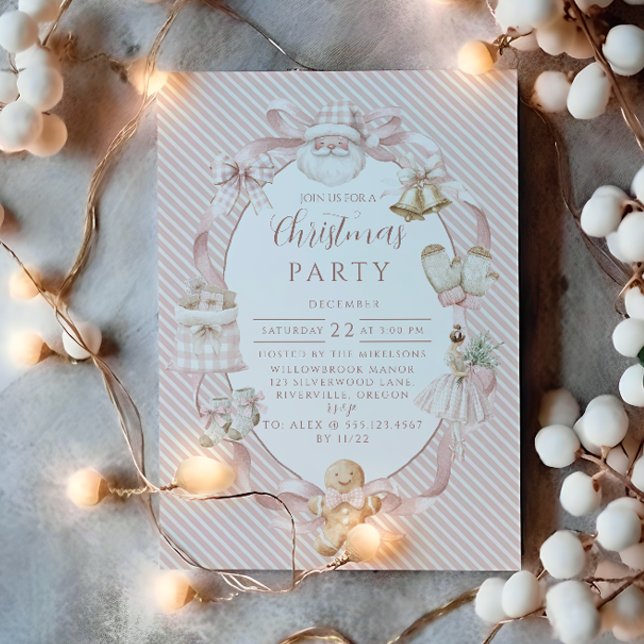 Invitación Blush Gingham Christmas (Subido por el creador)