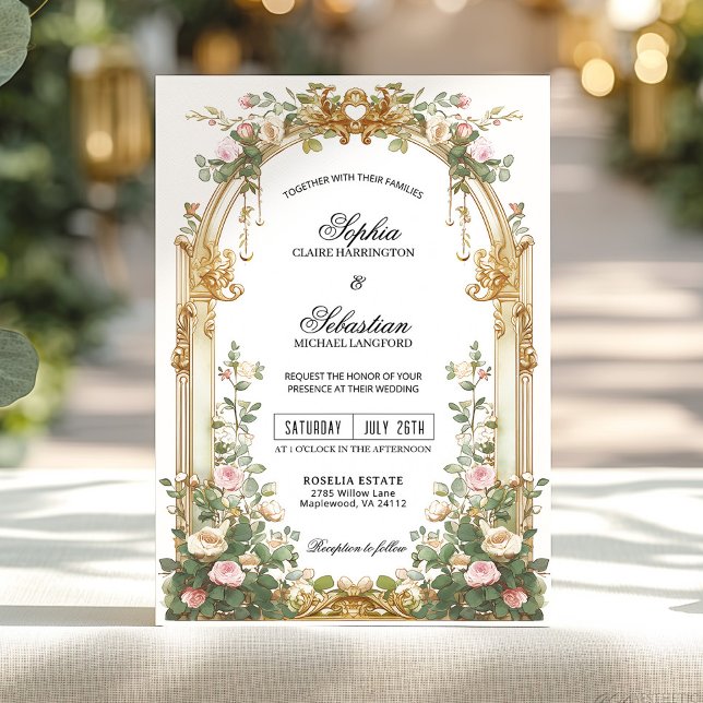 Invitación Blush Gold Garden Estate Ceremony (Subido por el creador)