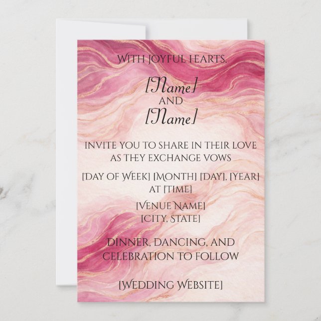 Invitación Blush & Gold Marble Wedding Invitation (Anverso)