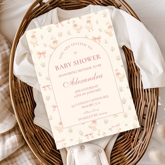 Invitación Blush Goose Storybook Baby Shower (Subido por el creador)